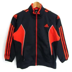 アディダス ジャージ ジャケット アウター クライマライト スポーツウエア キッズ 男の子用 150サイズ 紺×オレンジ adidas 【中古】