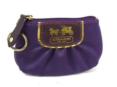 ■美品■ COACH コーチ サテン キーリング付き 小銭入れ コーンケース マルチポーチ レディース パープル系 DH8151