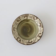 やちむん・唐草上置き5寸皿（緑）