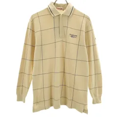 McGregor マックレガー チェック 長袖 ハーフジップ ポロシャツ M ベージュ系 鹿の子 メンズ 古着