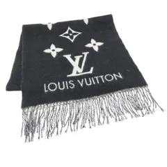 【中古】Louis Vuitton ルイヴィトン M71040 レイキャビック マフラー ブラック×グレー 黒 メンズ レディース ユニセックス カシミヤ 大判 ストール 秋 冬 防寒 ブランド小物 LV A2503379 【無料ギフトラッピング承ります】