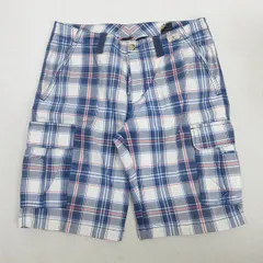 G■トミーヒルフィガー/TOMMYHILFIGER ハーフパンツ/チェック柄【34】青系/men's/130【中古】■