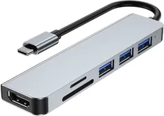 スモールラボ 互換品Type-C USBハブ HDMI アダプター 4K/30Hz対応 hdmi/USB 3.0x1/USB2.0x2/Type-C 87W PD急速充電 ポート 6in1 変換アダプター タイプ microSD カード