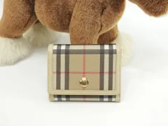 バーバリー コンパクトウォレット チェック PVC/レザー 3折財布 スモールウォレット 美品@POPELFI071SEB