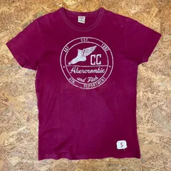 ABERCROMBIE&FITCH Tシャツ S バーガンディ アバクロンビーアンドフィッチ アバクロ アメカジ 半袖 ショートスリーブ ユーズド USED 古着