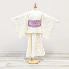 キッズ 子供 2way 浴衣 ワンピース 兵子帯付き レース 白 110〜150cm