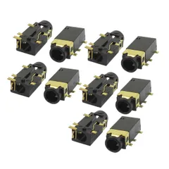 uxcell 　ステレオジャック基板実装コネクタ　オーディオ　パネル　ブラック　6ピン　3.5mm　10個入り