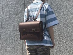 サッチェルバッグ リュック バックパック イタリアンレザー マレンマ 真鍮