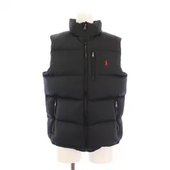 ポロ ラルフローレン POLO RALPH LAUREN ダウンベスト スタンドカラー アウター ジップアップ ロゴ 刺繍 ワンポイント L 黒 ブラック /BB