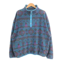 90年代 Eddie Bauer エディーバウアー ハーフスナップ フリースジャケット アウトドア 大きいサイズ 総柄 (メンズ XXL) 中古 古着 S3386