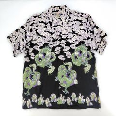 05w11461 ドライボーンズ Dry Bones  アロハシャツ  図柄屋好蔵筆 龍 和柄  ブラック/黒 S  日本製 メンズ  半袖シャツ  レーヨン  【中古品】