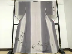 平和屋着物●京友禅作家　山科春宣　訪問着　ぜんまい紬　枝葉文　梟　正絹　逸品　DAAW5615ud