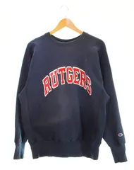 チャンピオン Champion 90s 90's 刺繍タグ REVERSE WEAVE リバースウィーブ USA製 RUTGERS ラトガース カレッジプリント スウェット ネイビー Lサイズ 103MT-1752