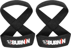 BURNIN 8の字リストストラップ 筋トレ・ウェイトリフティング・ジムトレーニング用 男女兼用 手首 リストラップ リフティングストラップ チンニング グリップ(ブラック,  L)のサムネイル
