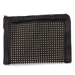 クリスチャンルブタン Christian louboutin レザー スパイクスタッズ クラッチバッグ セカンドバッグ レザー ブラック /KH ■OHのサムネイル