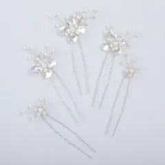 【新着商品】Haodeliy 髪飾り ヘッドドレス 木の葉 花モチーフ パールUピン 5点セット 花嫁 ヘアアクセサリー 手作り ウェディングヘッドドレス 髪飾り フラワー 結婚式 披露宴 二次会 発表会 卒業式 入学式 パーティー 和装用髪飾り ヘアアクセサ