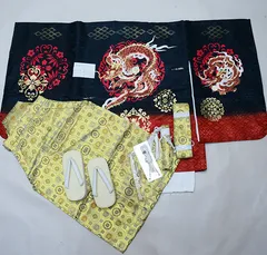 七五三 五歳 男児 羽織袴フルセット 着物 金刺繍 綸子地 黒地 龍 豪華絢爛 L寸 お仕立て無料 袴変更可能 祝着 NO39789
