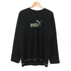 プーマ 長袖Ｔシャツ トップス ロゴT コットン スポーツウエア 大きいサイズ メンズ Oサイズ ブラック PUMA 【中古】