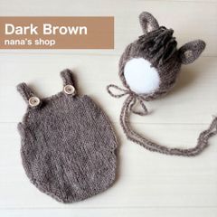 ダークブラウン♪馬帽子&ロンパース♪ニューボーンフォト撮影衣装　午年　月齢フォト