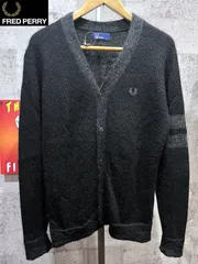 フレッドペリー モヘア混 カーディガン M 黒 ブラック FRED PERRY F3046 モヘヤ