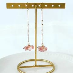 雪どけ氷と桜(八重桜)のピアス 、 イヤリング 金属アレルギー対応