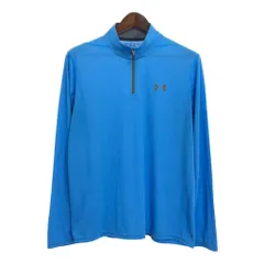 UNDER ARMOUR アンダーアーマー HEAT GEAR ハーフジップ 長袖Ｔシャツ スポーツ ライトブルー (メンズ L) 中古 古着 R4097