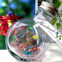 ハーバリウム 雪の妖精【シマエナガ】オープンハートのチャーム付き  