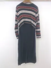 ◇ LOVEMIC マタニティ 授乳口付き リブニット 長袖 膝下丈 ワンピース サイズ マタニティLL ネイビー マルチ レディース P  【1302140001343】