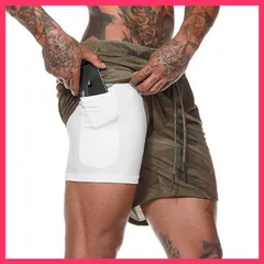 ★スタッフおすすめ★メンズ用 ショートパンツ ダブル構造 インナーポケット付き  送料無料　スピード発送※こちらは迷彩グリーン、ブラ  おすすめ おしゃれ　かわいい　人気 20240306-4488