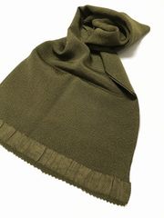 【中古】 帯揚げ 正絹 縮緬 鶯色無地 