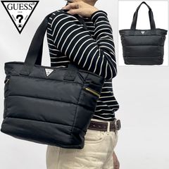GUESS パファー ミドル トートバッグ ブラック 54398 ゲス USA U.S.A 中綿 トートバッグ ミニトートバッグ カートポーチ カートバッグ ラウンドバッグ レディース メンズ  新品【サードウェイブ ゴルフ＆スポーツ メルカリShops店】