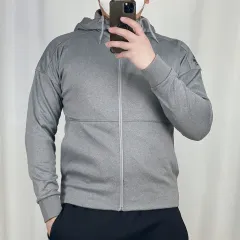 adidas(アディダス) マーシャルアーツ グレー 裏起毛 フード付き ジップアップパーカー M 241221