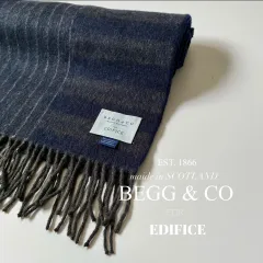 ④BEGG＆CO EDIFICE マフラー　グレー　新品未使用　スコットランド ④BEGG＆CO EDIFICE マフラー グレー 新品未使用 スコットランド