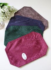 撥水 ティーマット ドイリー はっ水（八角）ダマスクローズ 薔薇  お茶用 ジャガード ドイリー 姫系 可愛い ローズ柄 ダマスク柄