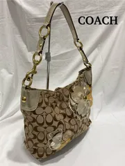 COACH コーチ　バッグ　ショルダーバッグ　ワンショルダー　シグネチャー　フラワーモチーフ　総柄　レザー　キャンバス　M1073-F16879 ベージュ