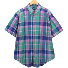 古着 ラルフローレン Ralph Lauren CLASSIC FIT マドラスチェック 半袖 ボタンダウン チェックシャツ メンズXL相当/eaa539180