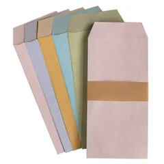 【在庫処分】50枚) (アソート5色 9.5×18.8ｃｍ/ＡＴＭ現金封筒サイズ/お札サイズ 50枚入り くすみカラー アソート5色 ポチ袋 カラフル