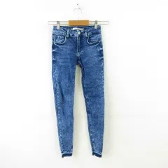 ベルシュカ Bershka スキニーデニムパンツ マーブル ロング ストレッチ 青 32 *A705