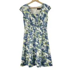 JUSGLITTY(ジャスグリッティー) ワンピース サイズ1 S レディース美品  - ブルーグレー×白×マルチ ノースリーブ/ひざ丈