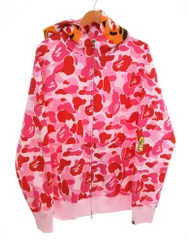 BAPE ピンク レッド カモフラージュ クロップドパーカー A BATHING APE（アベイシングエイプ）の「ABC CAMO FULL ZIP