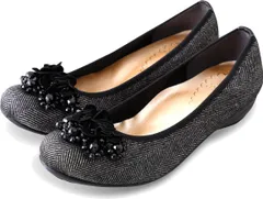 ファーストコンタクト パンプス レディース 痛くない ストラップ 歩きやすい ローヒール 黒 靴 フラット ぺたんこ ソール 仕事 コンフォートシューズ nc39764 ブラックミックス（） 24.5cm