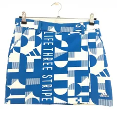 アディダス スカート ライトブルー×白 総柄 内側インナーパンツ レディース M ゴルフウェア adidas