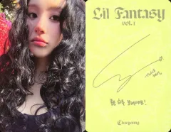 【中古】コレクションカード(女性) TWICE/チェヨン(CHAEYOUNG)/裏面黄緑・印刷サイン・メッセージ入り/CD「LIL FANTASY vol.1」(Glimmer ver. / Murmur ver.)封入フォトカード