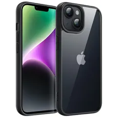 JEDirect iPhone 14 6.1インチ用 ケース 耐衝撃スマホバンパーカバー ソリッドカラー マットTPUフレーム 傷つけ防止 クリアバック (ミッドナイト) 0