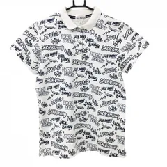 ジャックバニー 半袖ポロシャツ 白×ネイビー 総柄 レディース 2(L) ゴルフウェア Jack Bunny