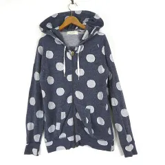 ポールスミス PAUL SMITH パーカー スウェット 水玉 ドット柄 フード ジップアップ ラグランスリーブ 長袖 M 38 紺 ネイビー グレーのサムネイル