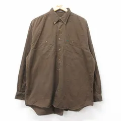 XL/古着 長袖 シャツ メンズ 00s 大きいサイズ コットン ボタンダウン 濃ベージュ カーキ 25oct21 中古 トップス