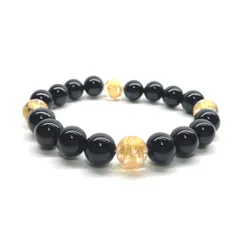 10mm 四神獣金彫水晶×オニキス パワーストーン ブレスレット天然石 運気上昇 開運 金運 恋愛運 お守り 青龍 白虎 玄武 朱雀 シンプル メンズ・レディース 男性・女性 数珠ブレス 開運 ■