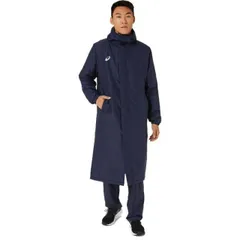 asics アシックス TEAM C LONG COAT ピーコート M 2031D539 400 | スポーツ メンズ M 紺 服 衣類 衣料品 アウター コート ロングコート 中わた 中綿 ロング丈 背ベンチレーション 再帰反射ディテール 保温性 あたたか