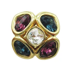 ヴィンテージ クリスチャンディオール Vintage Christian Dior カラーストーン イヤリング 両耳用 クリップ式 ゴールド GP メッキ ラインストーン ビジュー OLD オールド ビンテージ アクセサリー レディース /◎ME4